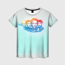 Женская футболка 3D с принтом Coldplay в Кировске, 100% полиэфир ( синтетическое хлопкоподобное полотно) | прямой крой, круглый вырез горловины, длина до линии бедер | 