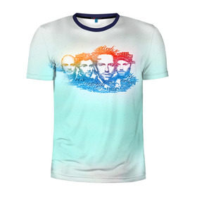 Мужская футболка 3D спортивная с принтом Coldplay в Кировске, 100% полиэстер с улучшенными характеристиками | приталенный силуэт, круглая горловина, широкие плечи, сужается к линии бедра | 
