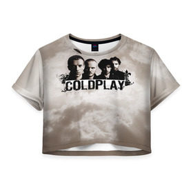 Женская футболка 3D укороченная с принтом Coldplay в Кировске, 100% полиэстер | круглая горловина, длина футболки до линии талии, рукава с отворотами | coldplay | rock | колдплэй | рок