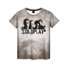 Женская футболка 3D с принтом Coldplay в Кировске, 100% полиэфир ( синтетическое хлопкоподобное полотно) | прямой крой, круглый вырез горловины, длина до линии бедер | coldplay | rock | колдплэй | рок