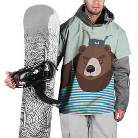 Накидка на куртку 3D с принтом Русский медведь в Кировске, 100% полиэстер |  | 23 февраля | армия | медведь | мишка | подарок парню | россия | рф | солдат | флот | я русский