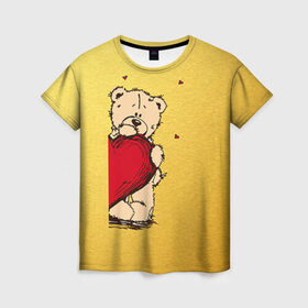 Женская футболка 3D с принтом Медведи а в Кировске, 100% полиэфир ( синтетическое хлопкоподобное полотно) | прямой крой, круглый вырез горловины, длина до линии бедер | 14 февраля | heart | love | влюбленные | день святого валентина | лав | любовь | пара | подарок | сердечки | сердце