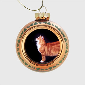 Стеклянный ёлочный шар с принтом Рыжий кот в Кировске, Стекло | Диаметр: 80 мм | Тематика изображения на принте: домашняя | животное | кот | котэ | кошка | рыжая