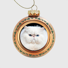 Стеклянный ёлочный шар с принтом Персидский кот в Кировске, Стекло | Диаметр: 80 мм | Тематика изображения на принте: домашняя | животное | кот | котэ | кошка | персидский