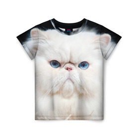 Детская футболка 3D с принтом Персидский кот в Кировске, 100% гипоаллергенный полиэфир | прямой крой, круглый вырез горловины, длина до линии бедер, чуть спущенное плечо, ткань немного тянется | домашняя | животное | кот | котэ | кошка | персидский