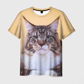 Мужская футболка 3D с принтом Байкун в Кировске, 100% полиэфир | прямой крой, круглый вырез горловины, длина до линии бедер | Тематика изображения на принте: байкун | домашняя | животное | кот | котэ | кошка