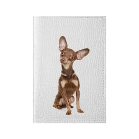 Обложка для паспорта матовая кожа с принтом Той-терьер в Кировске, натуральная матовая кожа | размер 19,3 х 13,7 см; прозрачные пластиковые крепления | животное | порода | собака | той терьер