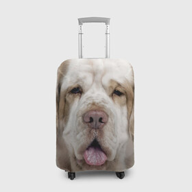 Чехол для чемодана 3D с принтом Кламбер-спаниель в Кировске, 86% полиэфир, 14% спандекс | двустороннее нанесение принта, прорези для ручек и колес | животное | кламбер спаниель | порода | собака