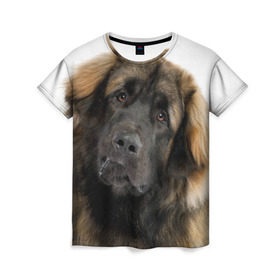 Женская футболка 3D с принтом Леонбергер в Кировске, 100% полиэфир ( синтетическое хлопкоподобное полотно) | прямой крой, круглый вырез горловины, длина до линии бедер | животное | леонбергер | порода | собака