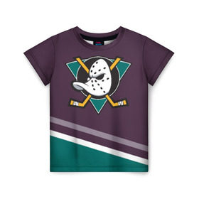 Детская футболка 3D с принтом Anaheim Ducks Selanne в Кировске, 100% гипоаллергенный полиэфир | прямой крой, круглый вырез горловины, длина до линии бедер, чуть спущенное плечо, ткань немного тянется | anaheim ducks | hockey | nhl | нхл | спорт | хоккей