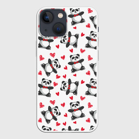 Чехол для iPhone 13 mini с принтом Панда и любовь в Кировске,  |  | 14 февраля | bears | love | love you | валентин | влюбленные | день святого валентина | лав | любовь | медведб | медведи | мишки | подарок девушке | подарок парню