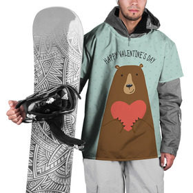 Накидка на куртку 3D с принтом Медведь с сердцем в Кировске, 100% полиэстер |  | Тематика изображения на принте: 14 февраля | bears | love | love you | валентин | влюбленные | день святого валентина | лав | любовь | медведб | медведи | мишки | подарок девушке | подарок парню