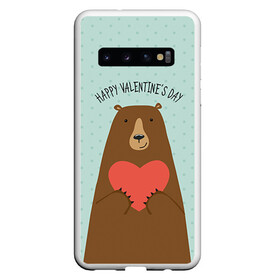 Чехол для Samsung Galaxy S10 с принтом Медведь с сердцем в Кировске, Силикон | Область печати: задняя сторона чехла, без боковых панелей | 14 февраля | bears | love | love you | валентин | влюбленные | день святого валентина | лав | любовь | медведб | медведи | мишки | подарок девушке | подарок парню