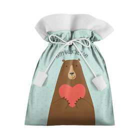 Подарочный 3D мешок с принтом Медведь с сердцем в Кировске, 100% полиэстер | Размер: 29*39 см | 14 февраля | bears | love | love you | валентин | влюбленные | день святого валентина | лав | любовь | медведб | медведи | мишки | подарок девушке | подарок парню