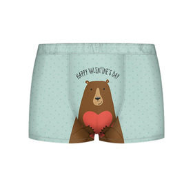 Мужские трусы 3D с принтом Медведь с сердцем в Кировске, 50% хлопок, 50% полиэстер | классическая посадка, на поясе мягкая тканевая резинка | 14 февраля | bears | love | love you | валентин | влюбленные | день святого валентина | лав | любовь | медведб | медведи | мишки | подарок девушке | подарок парню