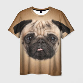 Мужская футболка 3D с принтом Мопс в Кировске, 100% полиэфир | прямой крой, круглый вырез горловины, длина до линии бедер | животное | мопс | порода | собака