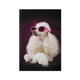 Обложка для паспорта матовая кожа с принтом Пудель в очках в Кировске, натуральная матовая кожа | размер 19,3 х 13,7 см; прозрачные пластиковые крепления | Тематика изображения на принте: животное | порода | пудель в очках | собака
