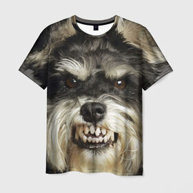Мужская футболка 3D с принтом Цвергшнауцер в Кировске, 100% полиэфир | прямой крой, круглый вырез горловины, длина до линии бедер | животное | порода | собака | цвергшнауцер