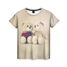 Женская футболка 3D с принтом Love teddy bears в Кировске, 100% полиэфир ( синтетическое хлопкоподобное полотно) | прямой крой, круглый вырез горловины, длина до линии бедер | 14 февраля | bears | teddy | валентин | день святого валентина | игрушки | медведи | милый | мимими | мишка | мишки | подарки | подарок | подарок девушке | подарок парню | тедди