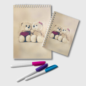 Блокнот с принтом Love teddy bears в Кировске, 100% бумага | 48 листов, плотность листов — 60 г/м2, плотность картонной обложки — 250 г/м2. Листы скреплены удобной пружинной спиралью. Цвет линий — светло-серый
 | Тематика изображения на принте: 14 февраля | bears | teddy | валентин | день святого валентина | игрушки | медведи | милый | мимими | мишка | мишки | подарки | подарок | подарок девушке | подарок парню | тедди