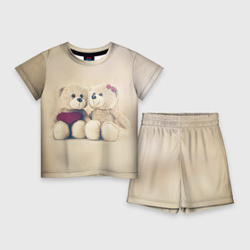 Детский костюм с шортами 3D с принтом Love teddy bears в Кировске,  |  | 14 февраля | bears | teddy | валентин | день святого валентина | игрушки | медведи | милый | мимими | мишка | мишки | подарки | подарок | подарок девушке | подарок парню | тедди