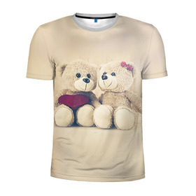 Мужская футболка 3D спортивная с принтом Love teddy bears в Кировске, 100% полиэстер с улучшенными характеристиками | приталенный силуэт, круглая горловина, широкие плечи, сужается к линии бедра | Тематика изображения на принте: 14 февраля | bears | teddy | валентин | день святого валентина | игрушки | медведи | милый | мимими | мишка | мишки | подарки | подарок | подарок девушке | подарок парню | тедди