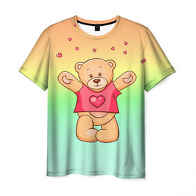 Мужская футболка 3D с принтом Funny Bear в Кировске, 100% полиэфир | прямой крой, круглый вырез горловины, длина до линии бедер | 14 февраля | bears | teddy | валентин | день святого валентина | игрушки | медведи | милый | мимими | мишка | мишки | подарки | подарок | подарок девушке | подарок парню | тедди