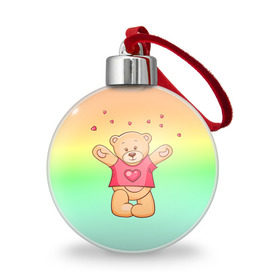 Ёлочный шар с принтом Funny Bear в Кировске, Пластик | Диаметр: 77 мм | 14 февраля | bears | teddy | валентин | день святого валентина | игрушки | медведи | милый | мимими | мишка | мишки | подарки | подарок | подарок девушке | подарок парню | тедди