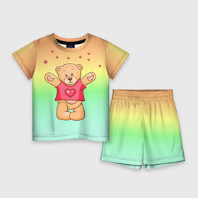 Детский костюм с шортами 3D с принтом Funny Bear в Кировске,  |  | 14 февраля | bears | teddy | валентин | день святого валентина | игрушки | медведи | милый | мимими | мишка | мишки | подарки | подарок | подарок девушке | подарок парню | тедди