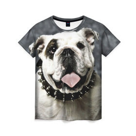 Женская футболка 3D с принтом Английский бульдог в Кировске, 100% полиэфир ( синтетическое хлопкоподобное полотно) | прямой крой, круглый вырез горловины, длина до линии бедер | животное | порода | собака | французский бульдог