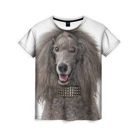 Женская футболка 3D с принтом Пудель в Кировске, 100% полиэфир ( синтетическое хлопкоподобное полотно) | прямой крой, круглый вырез горловины, длина до линии бедер | животное | порода | пудель | собака