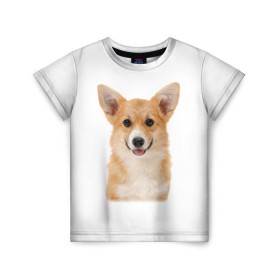 Детская футболка 3D с принтом Пемброк-вельш-корги в Кировске, 100% гипоаллергенный полиэфир | прямой крой, круглый вырез горловины, длина до линии бедер, чуть спущенное плечо, ткань немного тянется | животное | пемброк вельш корги | порода | собака
