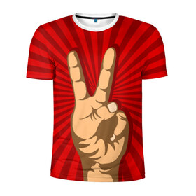 Мужская футболка 3D спортивная с принтом Всё Peace DATA в Кировске, 100% полиэстер с улучшенными характеристиками | приталенный силуэт, круглая горловина, широкие плечи, сужается к линии бедра | good | ok | жест | настроение | окей | отлично | рука | хорошо