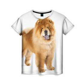Женская футболка 3D с принтом Чау-чау в Кировске, 100% полиэфир ( синтетическое хлопкоподобное полотно) | прямой крой, круглый вырез горловины, длина до линии бедер | животное | порода | собака | чау чау