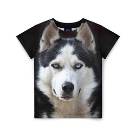 Детская футболка 3D с принтом Хаски в Кировске, 100% гипоаллергенный полиэфир | прямой крой, круглый вырез горловины, длина до линии бедер, чуть спущенное плечо, ткань немного тянется | бандит | животное | порода | собака | хаски | хаски бандит