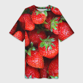 Платье-футболка 3D с принтом Клубничная в Кировске,  |  | strawberry | vegan | vegetarian | веган | вегетарианство | йога | клубника | фитнес