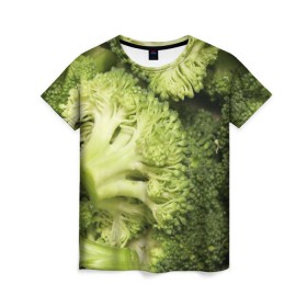 Женская футболка 3D с принтом Брокколи в Кировске, 100% полиэфир ( синтетическое хлопкоподобное полотно) | прямой крой, круглый вырез горловины, длина до линии бедер | vegan | vegetarian | брокколи | будизм | веган | вегетарианство | йога | сыроедение | фитнес