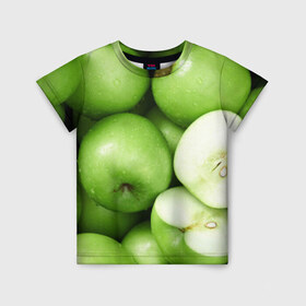 Детская футболка 3D с принтом Яблочная в Кировске, 100% гипоаллергенный полиэфир | прямой крой, круглый вырез горловины, длина до линии бедер, чуть спущенное плечо, ткань немного тянется | вегетарианство | яблоко