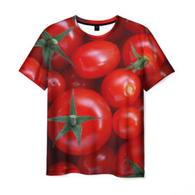 Мужская футболка 3D с принтом Томатная в Кировске, 100% полиэфир | прямой крой, круглый вырез горловины, длина до линии бедер | tomato | vegan | vegetarian | будизм | веган | вегетарианство | йога | помидор | сыроедение | томат | фитнес | ягода