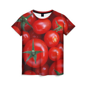 Женская футболка 3D с принтом Томатная в Кировске, 100% полиэфир ( синтетическое хлопкоподобное полотно) | прямой крой, круглый вырез горловины, длина до линии бедер | tomato | vegan | vegetarian | будизм | веган | вегетарианство | йога | помидор | сыроедение | томат | фитнес | ягода