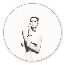 Коврик круглый с принтом Miley в Кировске, резина и полиэстер | круглая форма, изображение наносится на всю лицевую часть | cyrus | miley | майли | музыка | сайрус
