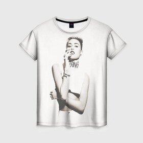 Женская футболка 3D с принтом Miley в Кировске, 100% полиэфир ( синтетическое хлопкоподобное полотно) | прямой крой, круглый вырез горловины, длина до линии бедер | cyrus | miley | майли | музыка | сайрус