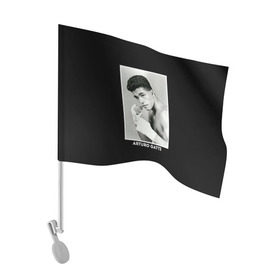 Флаг для автомобиля с принтом Артуро Гатти чб в Кировске, 100% полиэстер | Размер: 30*21 см | boxing | артур гатти | артуро | артуро гатти | бокс | боксер | гатти | спорт
