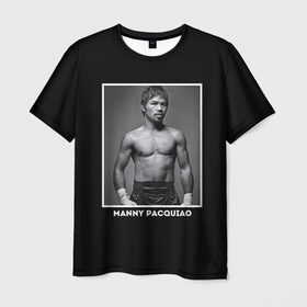 Мужская футболка 3D с принтом Мэнни Пакьяо чб в Кировске, 100% полиэфир | прямой крой, круглый вырез горловины, длина до линии бедер | boxing | бокс | боксер | мэнни | мэнни пакьяо | пакьяо | спорт | чемпион мира