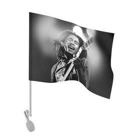 Флаг для автомобиля с принтом Боб Марли 2 в Кировске, 100% полиэстер | Размер: 30*21 см | bob marley | боб марли | музыка | регги