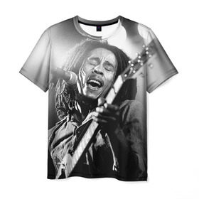 Мужская футболка 3D с принтом Боб Марли 2 в Кировске, 100% полиэфир | прямой крой, круглый вырез горловины, длина до линии бедер | bob marley | боб марли | музыка | регги