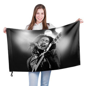 Флаг 3D с принтом Боб Марли 2 в Кировске, 100% полиэстер | плотность ткани — 95 г/м2, размер — 67 х 109 см. Принт наносится с одной стороны | bob marley | боб марли | музыка | регги