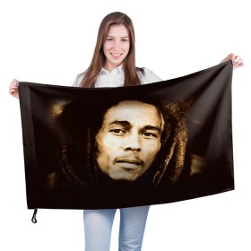 Флаг 3D с принтом Боб Марли 3 в Кировске, 100% полиэстер | плотность ткани — 95 г/м2, размер — 67 х 109 см. Принт наносится с одной стороны | bob marley | боб марли | музыка | регги