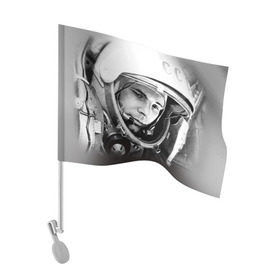 Флаг для автомобиля с принтом Гагарин 1 в Кировске, 100% полиэстер | Размер: 30*21 см | гагарин | космос | космос наш | поехали | ретро | ссср | юрий гагарин