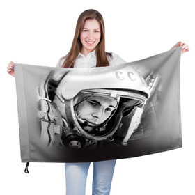 Флаг 3D с принтом Гагарин 1 в Кировске, 100% полиэстер | плотность ткани — 95 г/м2, размер — 67 х 109 см. Принт наносится с одной стороны | гагарин | космос | космос наш | поехали | ретро | ссср | юрий гагарин